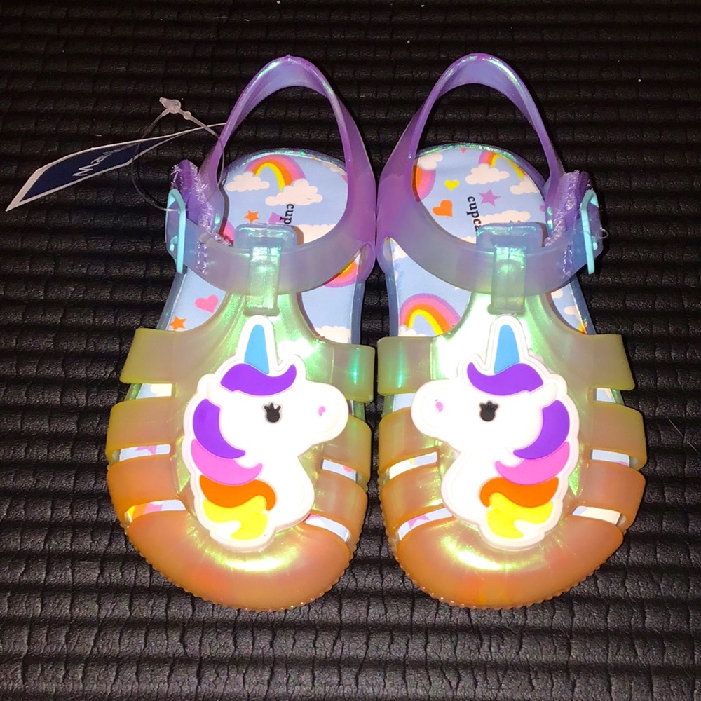 NWTS Rainbow Unicorn Jelly Sandals 6T